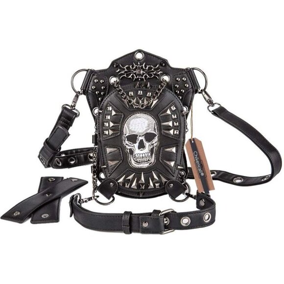 💫 Men Black Steampunk Waist Bag Multi-Purpose Tactical Drop Leg Arm Fanny Packs - Picture 1 of 7